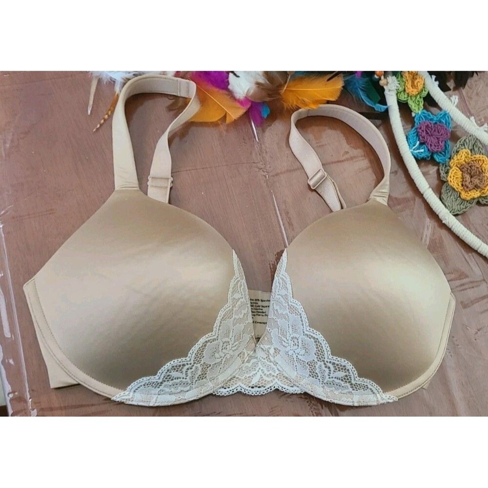 Soma Lightest Lift Beige Lace Plunge Underwire Bra Size 34DD
